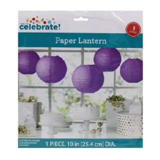 LINTERNAS DE PAPEL DECORATIVAS DE 10 PULG COLOR MORADO