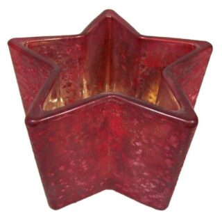 CANDELERO DE VIDRIO 11 X 7 CM ROJO