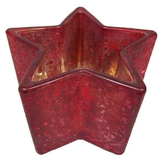 CANDELERO DE VIDRIO 11 X 7 CM ROJO