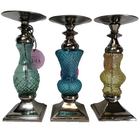 CANDELERO DECORATIVO 26 CM INDIA VERDE LIMON