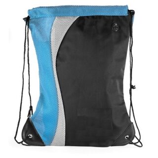 MOCHILA DEPORTIVA CON CORDON CELESTE DE 44 X 30 CM