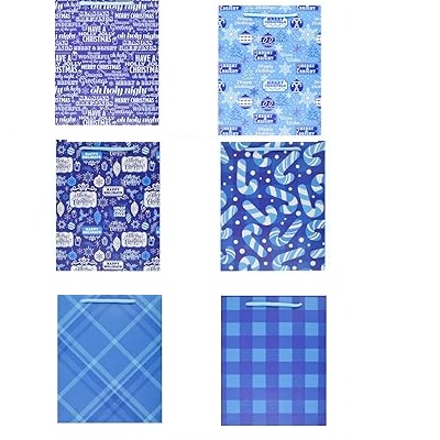 BOLSA DE REGALO NAVIDEÑA AZUL 20X25 CM DISEÑOS