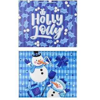 BOLSA DE REGALO NAVIDEÑA AZUL 50.8X40.5 CM DISEÑOS