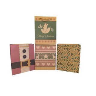 BOLSA DE REGALO NAVIDEÑA KRAFT 20 X 25 CM DISEÑOS