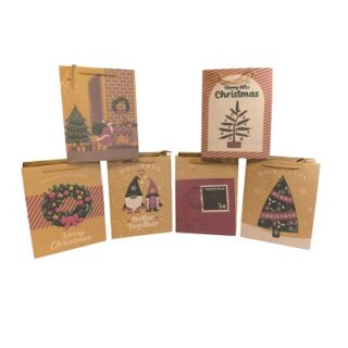 BOLSA DE REGALO NAVIDEÑA KRAFT 25.5 X 33 CM DISEÑOS