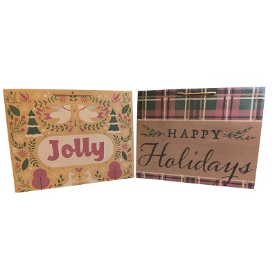 BOLSA DE REGALO NAVIDEÑA KRAFT 50.8X40.5 CM - DISEÑOS-