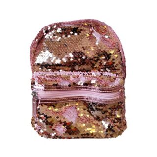 MOCHILA COLOR ROSADA CON BRILLOS 22 CM