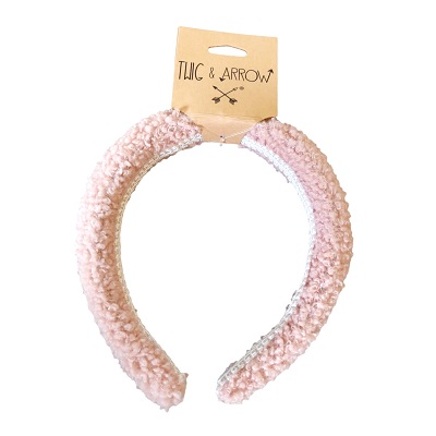 DIADEMA DE LANA COLOR ROSADA 15 CM