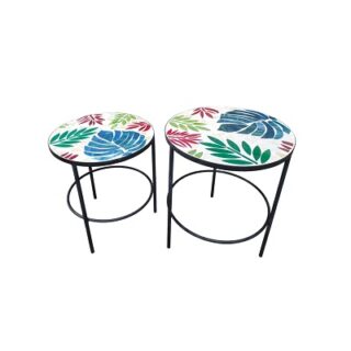 SET DE MESAS CON MOSIACO DE VIDRIO 2 PC