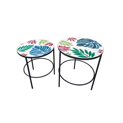 SET DE MESAS CON MOSIACO DE VIDRIO 2 PC