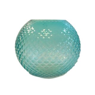 RECIPIENTE REDONDO DE VIDRIO COLOR AZUL 15 CM