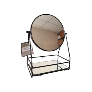 ESPEJO DE MESITA COLOR NEGRO 30 X 19 CM