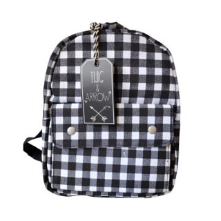 MOCHILA COLOR NEGRO DE CUADROS 21 X 24 CM