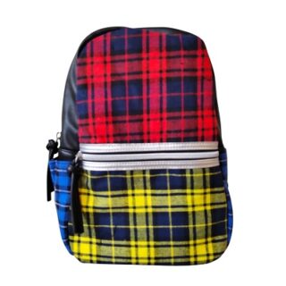 MOCHILA DE TELA Y CUERO DE COLORES 30 CM