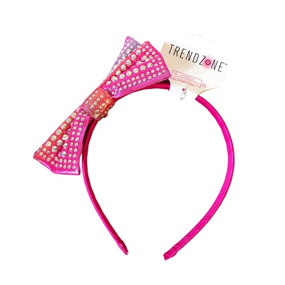 DIADEMA DE COLOR ROSADO CON MOÑA 15 CM