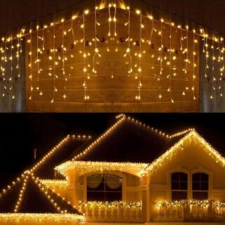 Luces navideñas tipo cascada amarilas 10 metros