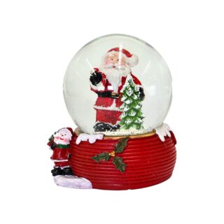 Adorno navideño esfera de nieve con santa 8.7 cm rojo