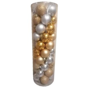 SET DE BOMBAS NAVIDEÑAS 50 PC 6 CM DORADAS Y PLATEADA