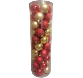 SET DE BOMBAS 6 CM NAVIDEÑAS 50 PC DORADAS Y ROJO