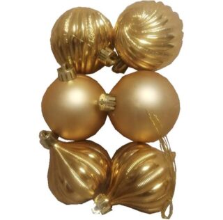 SET DE BOMBAS 6 CM NAVIDEÑOS 6 PC DORADAS