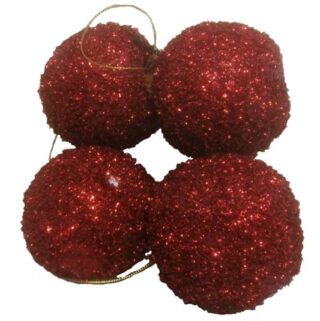 SET DE BOMBAS 8 CM NAVIDEÑAS 4 PC ROJAS