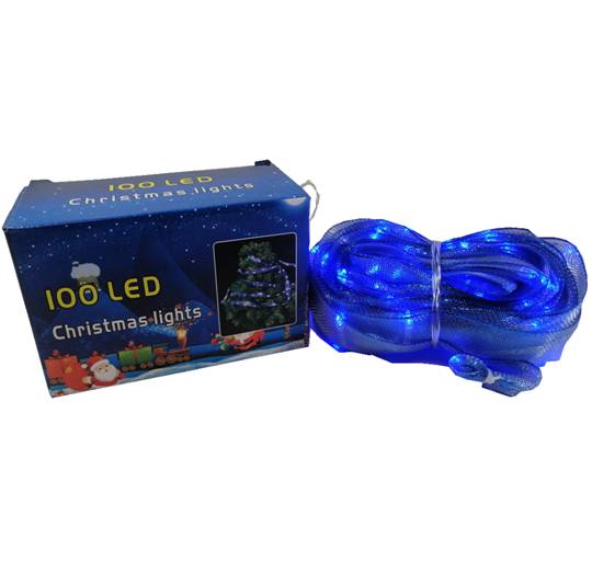 LUCES 100 LIGHT NAVIDEÑAS CON LISTON AZUL 7 mts