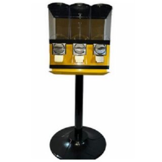 DISPENSADOR TRIPLE CHICLE Y DULCE AMARILLA