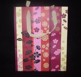 BOLSA DE REGALO DISEÑO FLORAL RAYAS 32 X 26 X 12 CM