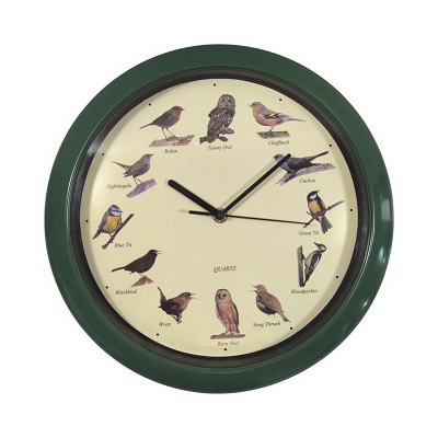 RELOJ DE PARED 33CM DIAMETRO SONIDO DE AVES