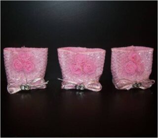 BOLSA DECORATIVO PARA BABY SHOWER BLANCA Y ROSADO