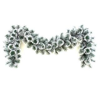 GUIRNALDA VERDE 270 CM CON PUNTAS DE PINO Y NIEVE