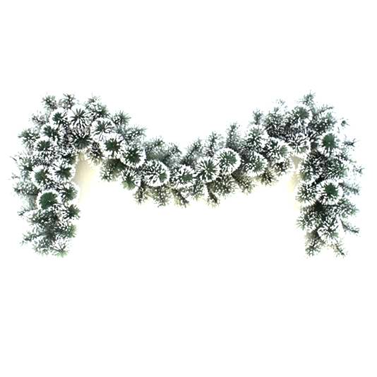GUIRNALDA VERDE 270 CM CON PUNTAS DE PINO Y NIEVE