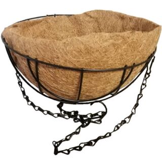 MACETERO DE METAL COLGANTE CON BEJUCO 26x14 CM