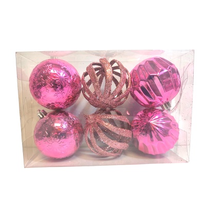 SET DE 6 BOMBAS NAVIDEÑAS 8 CM FUSIAS BRILLANTES