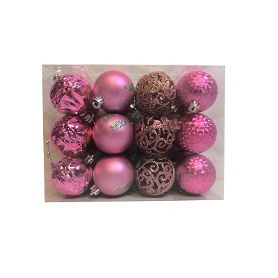 SET DE 24 BOMBAS NAVIDEÑAS 6 CM FUSIAS