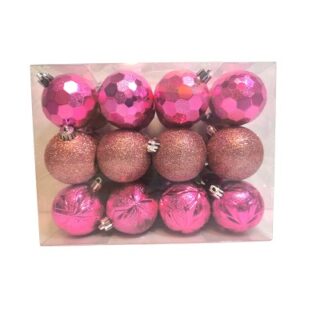 SET DE 24 BOMBAS NAVIDEÑAS 6 CM FUSIAS