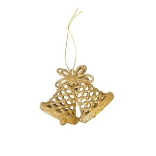 CAMPANAS NAVIDEÑAS DORADAS CON PUNTOS BRILLATES 8 CM