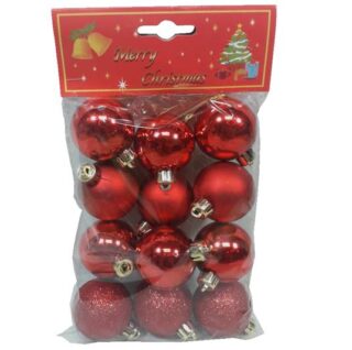 SET DE BOMBAS NAVIDEÑAS 12 PC 4 CM ROJAS