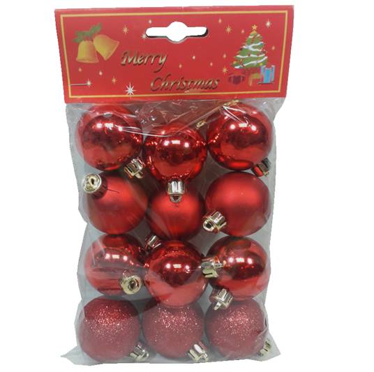 SET DE BOMBAS NAVIDEÑAS 12 PC 4 CM ROJAS
