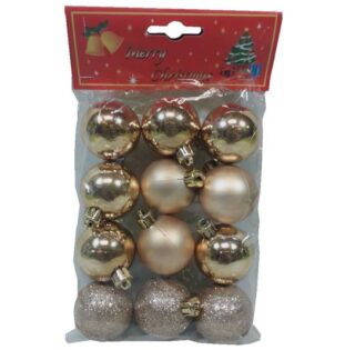 SET DE BOMBAS NAVIDEÑAS 12 PC 4 CM DORADAS
