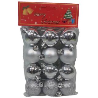SET DE BOMBAS NAVIDEÑAS 12 PC 4 CM PLATEADAS