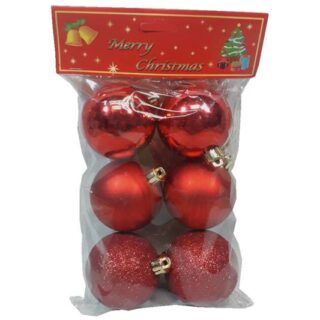 SET DE BOMBAS NAVIDEÑAS 6 PC 6 CM ROJAS