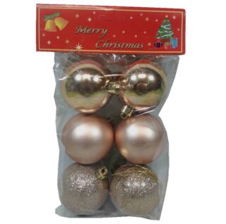 SET DE BOMBAS NAVIDEÑAS 6 PC 6 CM DORADA