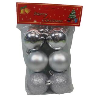 SET DE BOMBAS NAVIDEÑAS 6 PC PLATEADA