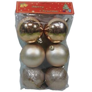 SET DE BOMBAS NAVIDEÑAS 6 PC 8 CM DORADAS