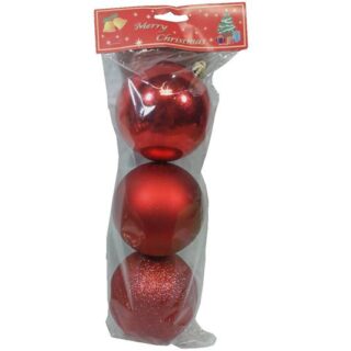SET DE BOMBAS NAVIDEÑAS 3 PC 10 CM ROJAS