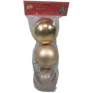 SET DE BOMBA NAVIDEÑAS 3 PC 10 CM DORADAS