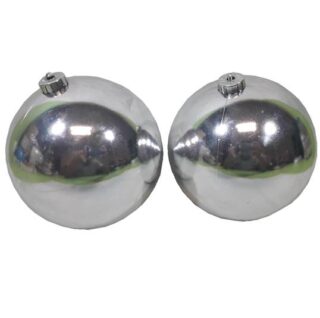 SET DE BOMBAS NAVIDEÑAS 2 PC 15 CM PLATEADAS