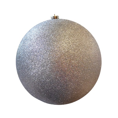 BOMBA NAVIDEÑA 25 CM PLATEADA PUNTOS BRILLANTES