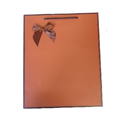 BOLSA DE REGALO MARRON CON BORDE CAFE 26 X 12 X 32 CM